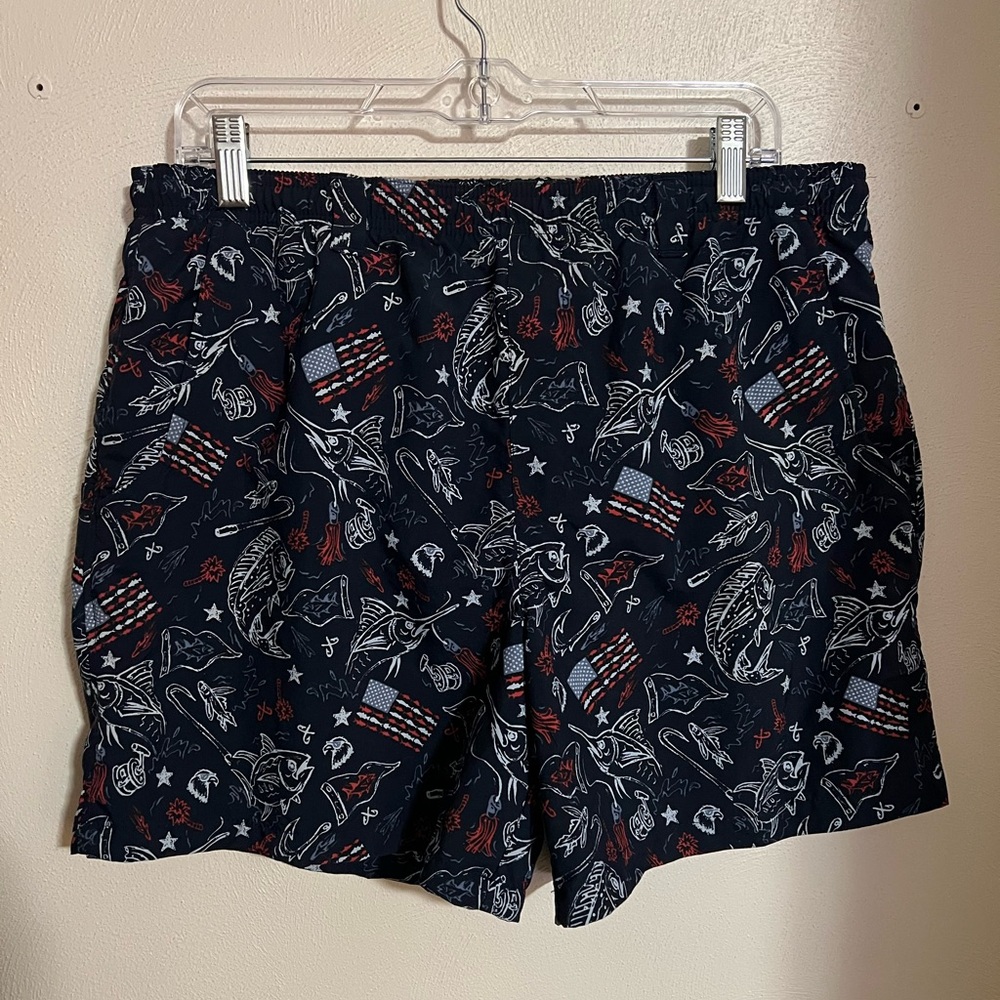 COLUMBIA Classic PFG Casual Patriotic Fishing Swim Trunks Blue Red White Men's L